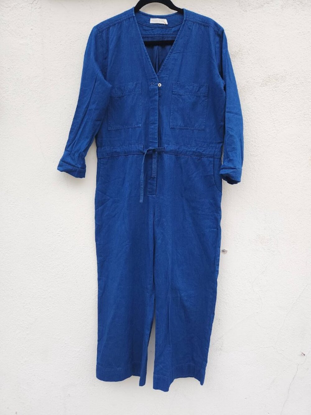 Micaela Greg 100% Cotton Blue Tie Coverall Made In Usa — image 2 of 6
